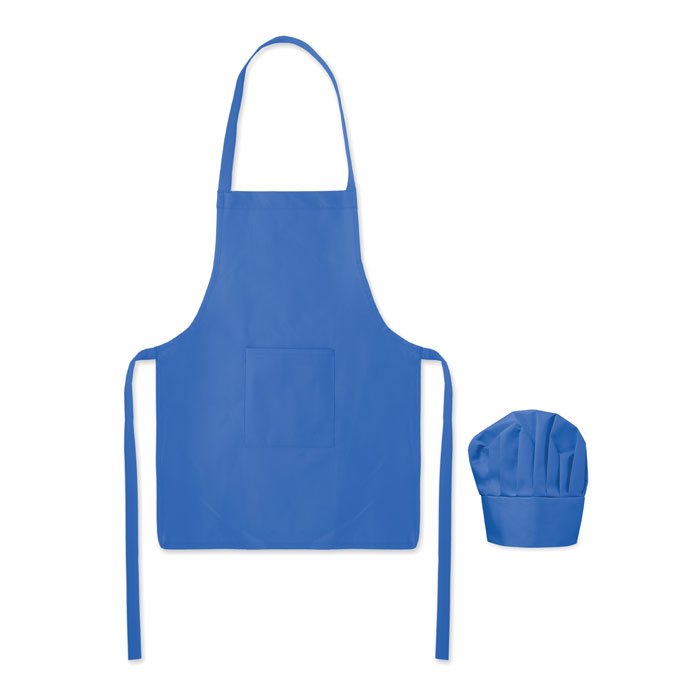 Set cuisine enfant publicitaire en RPET 80 g/m² Kid Chef Bleu royal